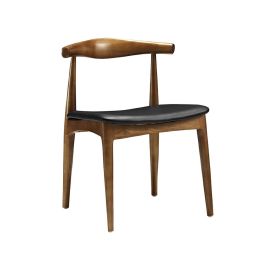 Simple Wood Combine With Leather Chair